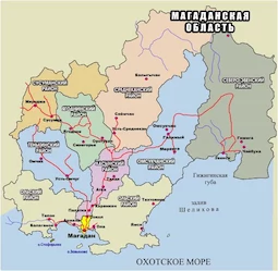 Карта районов Магаданской области